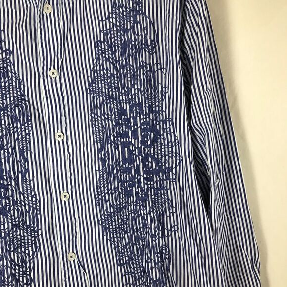 A|X Armani Exchange Button Down Shirt Size XL Blue Embroidered Womens - Picture 6 of 10